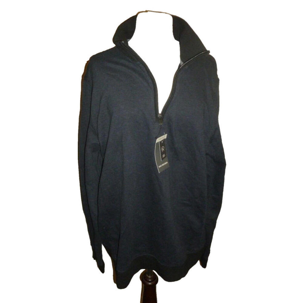 NWT Van Heusen Mens Dark Rib 1/4 Zip Pullover Shirt Sweater SOFT sz XLT